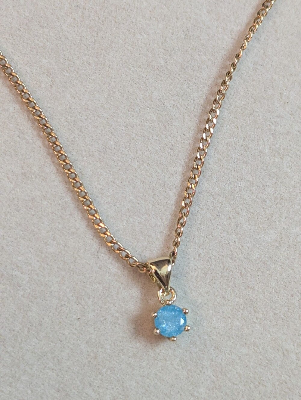 18K Brazilian Gold Filled Blue Pendant Necklace.  W082826-1